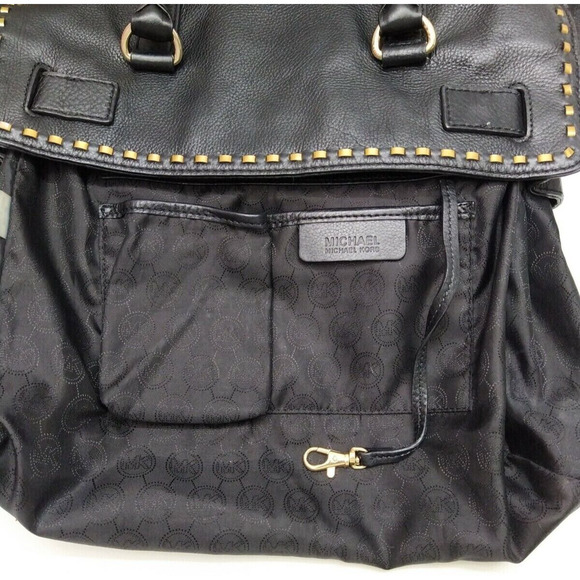 Michael Kors Hamilton Black Leather Satchel Shoulder Bag w/ Matching Wallet - Picture 11 of 13